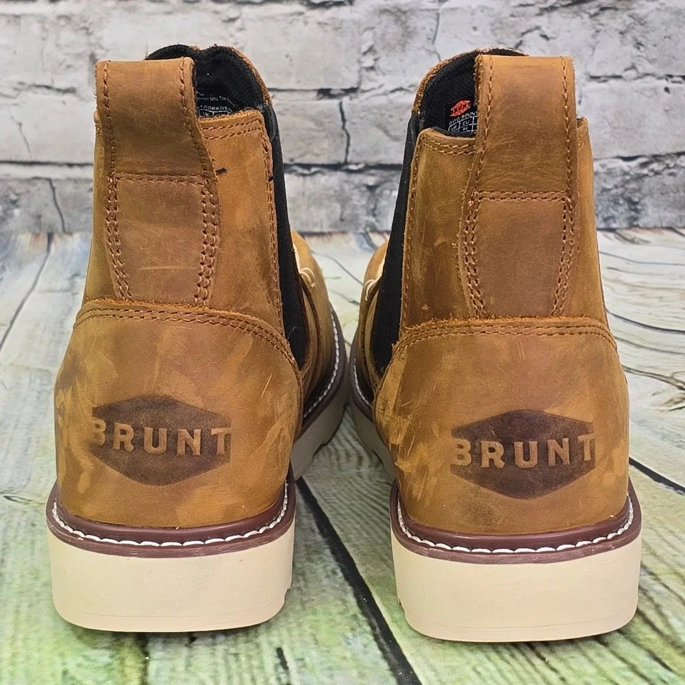 Brunt Ohman Moc Toe NWP ST 1.0 Work Boots Mens 10.5 Tan Leather EH Soft Toe
